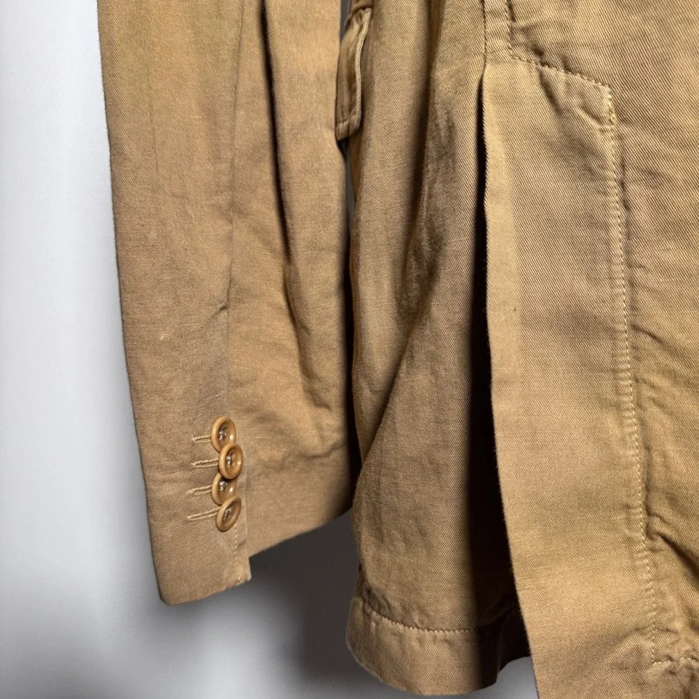Banana‎ Republic Blazer Mens 42R Khaki Solid Cotton Twill Two Button Sport Coat